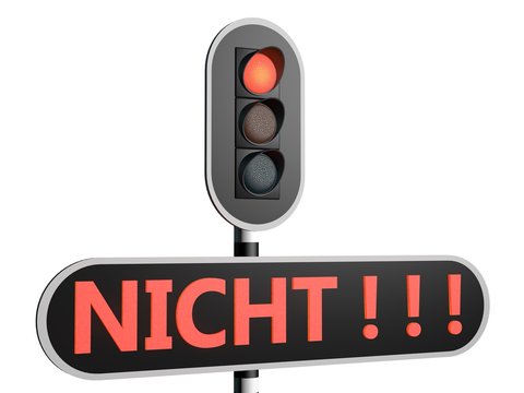 Rood stoplicht met Duitse tekst "Nicht"