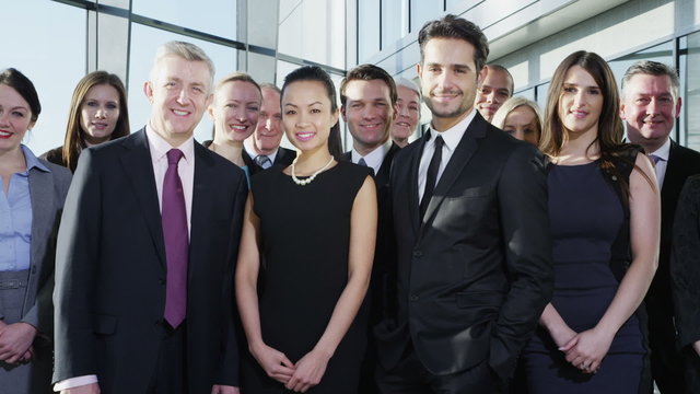 Diverse team of business people in a light and modern office building