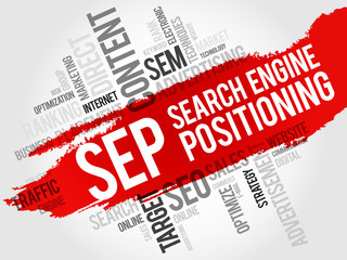 SEP (search engine positioning) word cloud business concept