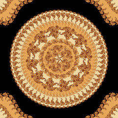 Seamless pattern with circle ornament  in brown black