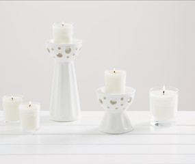 Fototapeta na wymiar scented candles on white background