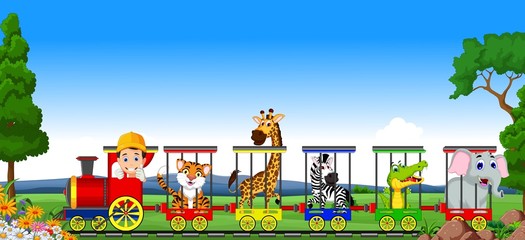 Animal train cartoon