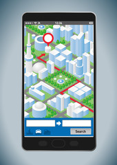 Illustration of smartphone navigation app
