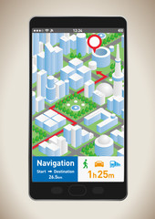 Illustration of smartphone navigation app