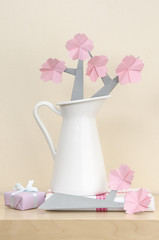 Sakura origami vase