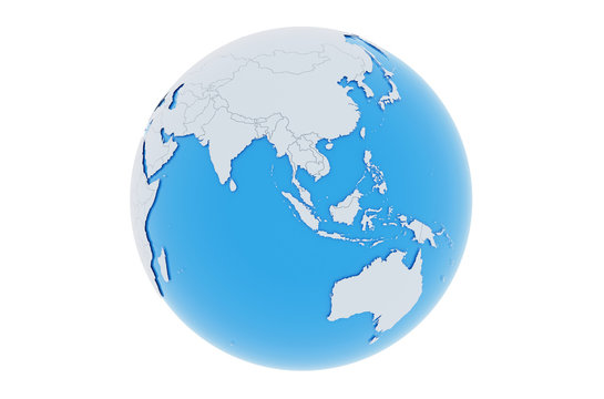 Erde Asien Australien Länder - hellgrau blau