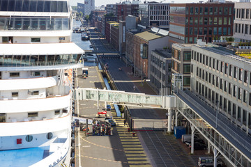 Cruise ship docked at Passenger Terminal Amsterdam