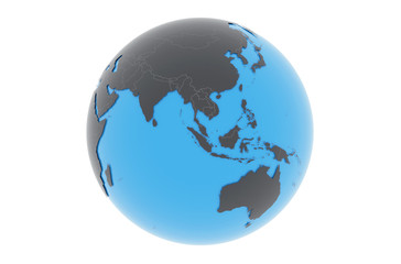 Erde Asien Australien Länder - dunkelgrau blau