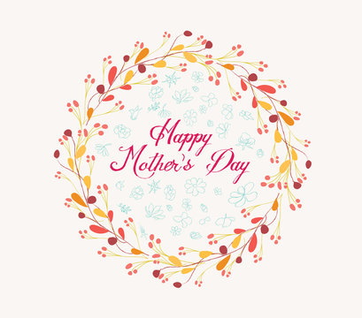 happy mother day with wreath floral