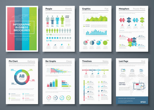 Vector graphics in infographic business brochure illustration