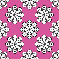 Seamless pink background with abstract flowers