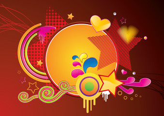 Abstract  funky background in warm colors, vector illustration