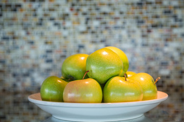 Green Apples on White Plate