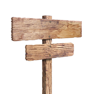 Fototapeta Wooden sign isolated on white