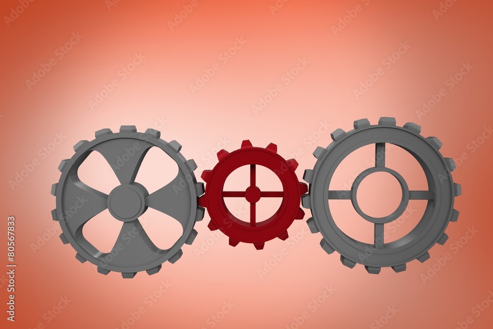 Poster Composite image of cogs and wheels