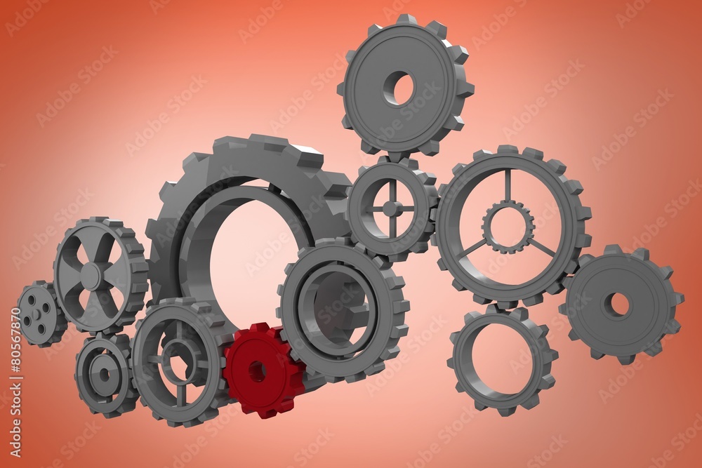 Poster composite image of cogs and wheels graphic