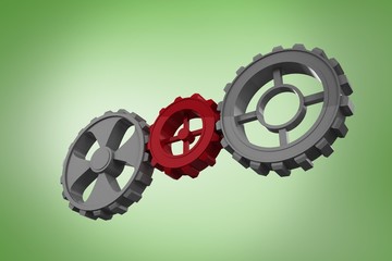 Composite image of cogs and wheels