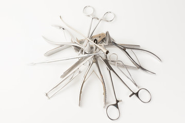 medical instruments isolated on a white background