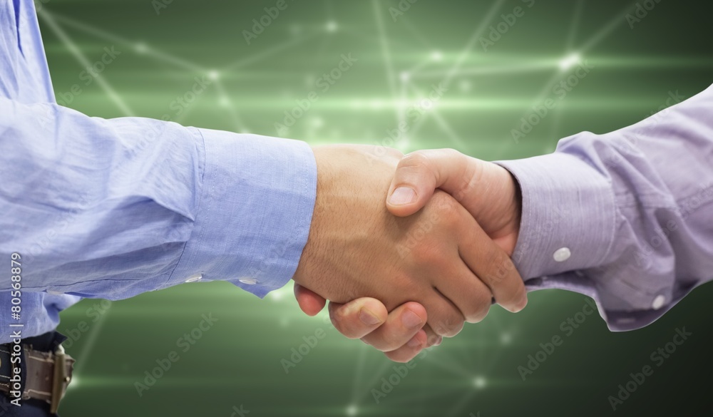 Poster composite image of two men shaking hands