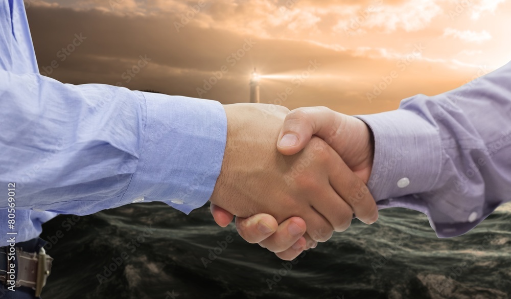 Poster composite image of two men shaking hands