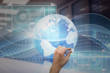 Composite image of hand showing