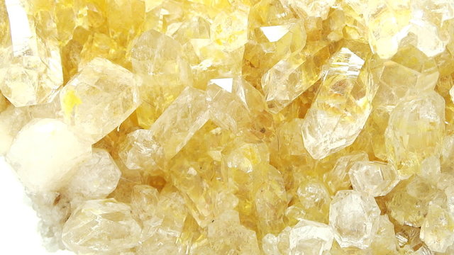 Citrine semigem geode crystals geological mineral isolated