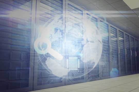 Composite image of server room - Powered by Adobe