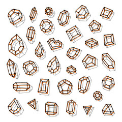 Hand drawn gemstones abstraction vector illustration.