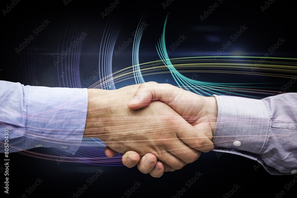 Aufkleber composite image of hand shake in front of wires