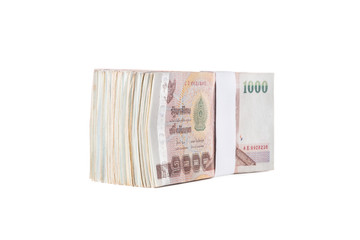 Thai baht banknotes on white
