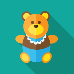 children's  teddy bear  with long shadow