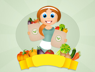 Obraz na płótnie Canvas girl with vegetables