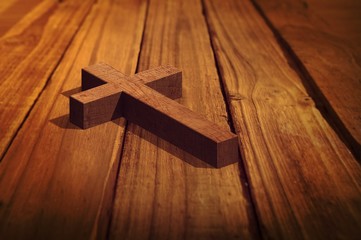 Composite image of wooden cross