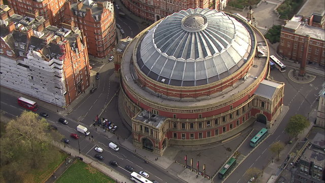 Aerial view of London's Royal Albert Hall and the surrounding area