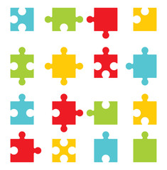Puzzle vector icons set