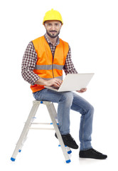 Carpenter with laptop