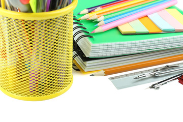 school supplies on a white background isolated