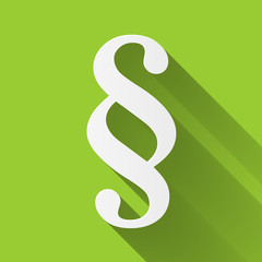 Law icon with a long shadow on light green background