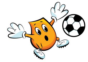 Cartoon Character Blinky playing soccer goal-keeper vector illustration