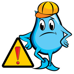 Cartoon Character Blinky leaned on under construction sign vector illustration