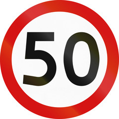 Polish traffic sign restricting speed to 50 kilometers per hour