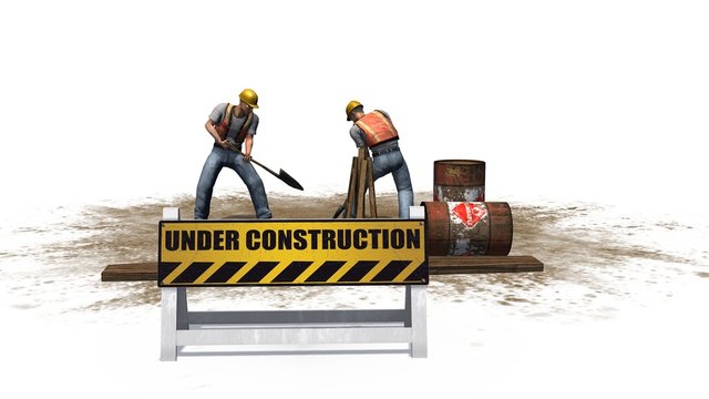 under construction sign -  construction workers