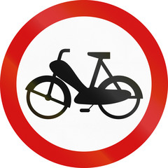 Polish traffic sign prohibiting thoroughfare of mopeds