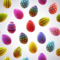 Colorful realistic eggs. Seamless pattern.