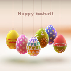 Set of realistic eggs on white background.