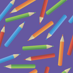 Seamless purple background with colored pencils