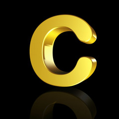 Gold letter C in 3D