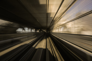 Motion blue of a Japanese mono rail