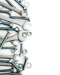 Metalwork. Metal fixture, spanner on a white background.