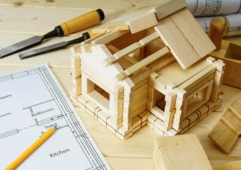 Joiner's works. Drawings for building, small house and working